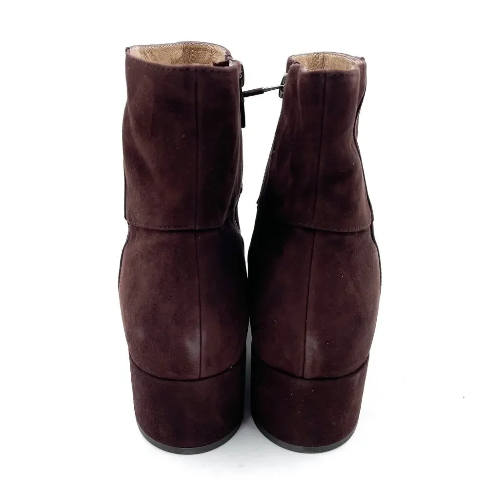 Eileen Fisher Anja Boots Chocolate Brown Suede Block Heel Ankle Sz‎ 10 - Picture 7 of 10